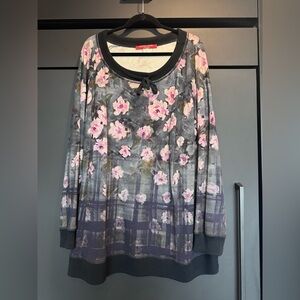 Marina Rinaldi Sport Sweatshirt with Pink Floral Print